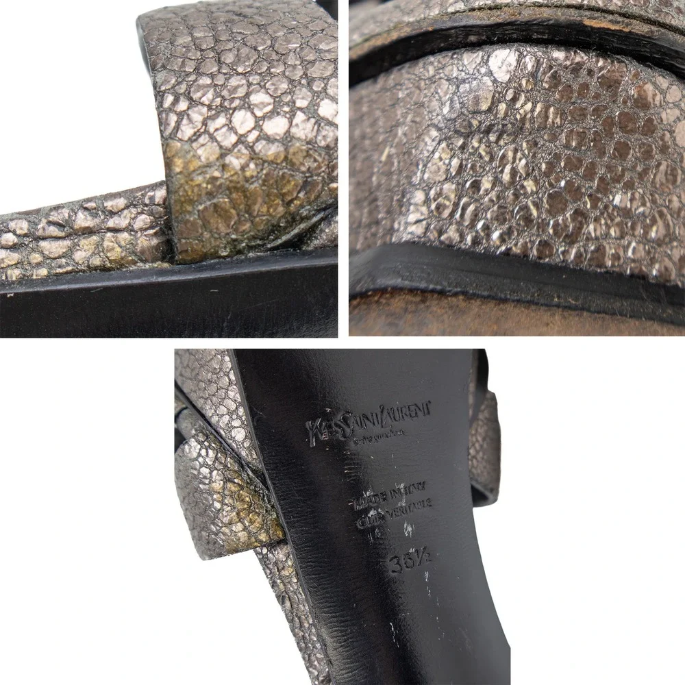 Saint Laurent‎ Tribute Platform Sandals – Metallic  – Size 36.5 EU / 6 US